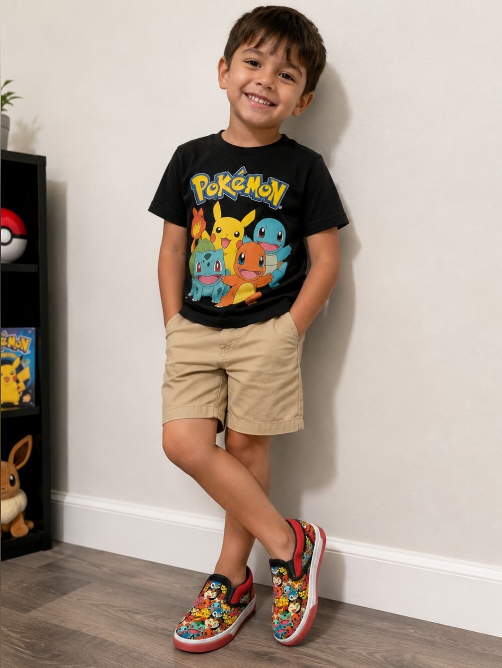 Pokemon Slip On Sneakers Kids Size 2 Character Print Canvas Shoes